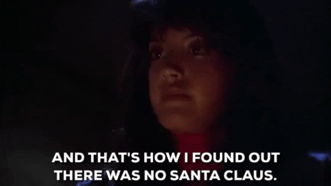 phoebe cates in gremlins saying "that's how i found out there was no santa claus" gif