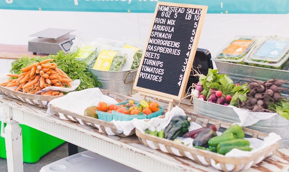 variety of vegetables with price sign on table