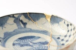 broken Japanese pottery bowl