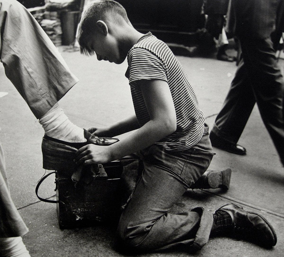 Morris Engel: New York City - Fred Wagner - Shoeshine Boy, 14 St., 1948 —  PDNB Gallery | Photographs Do Not Bend Gallery | Art Gallery in Dallas, ...