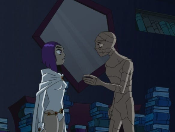 White Raven is taught by Malchior (Teen Titans, S3, 2004)