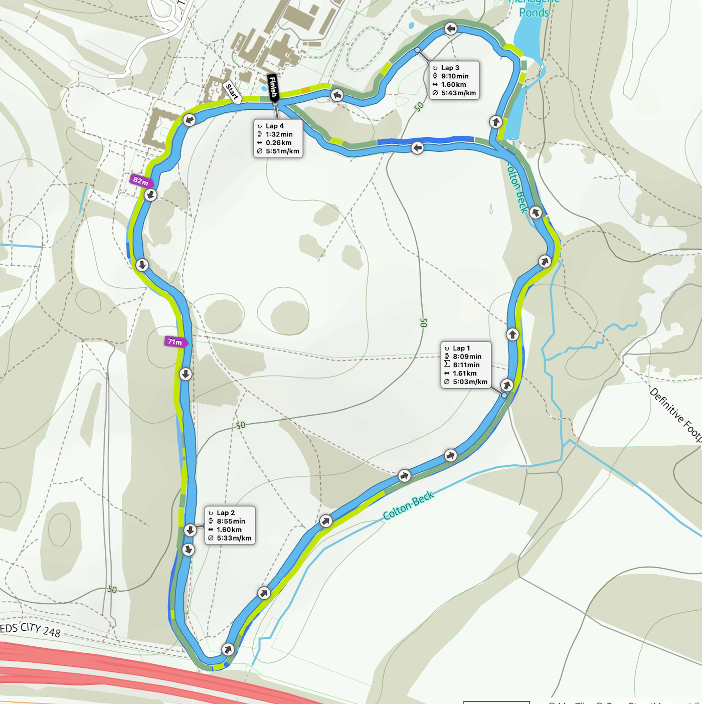 Temple Newsam parkrun route map