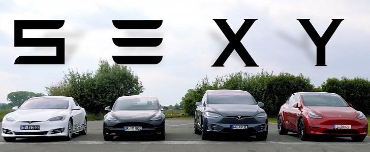 Airfield Tesla Model Y and S, 3, X Drag Race Has Predictable Raven Outcome  - autoevolution