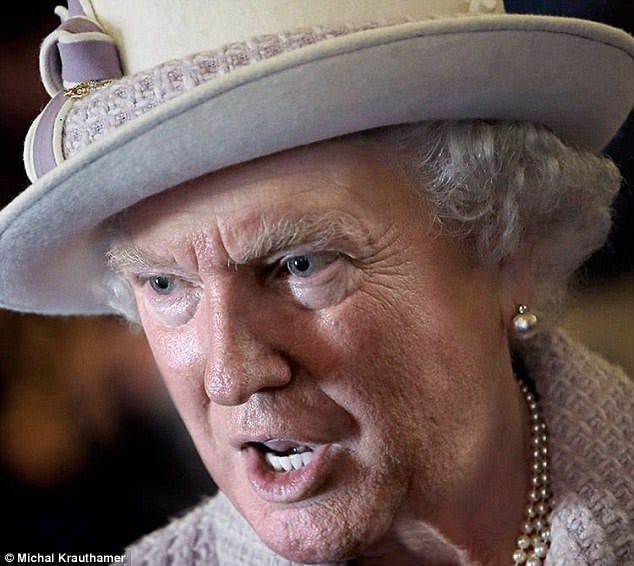 Trump's face Photoshopped on the Queen's body | Daily Mail Online