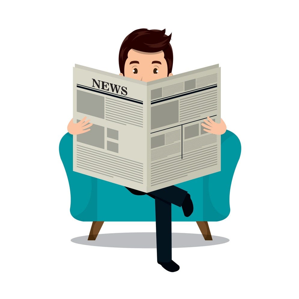 Man reading newspaper icon Royalty Free Vector Image