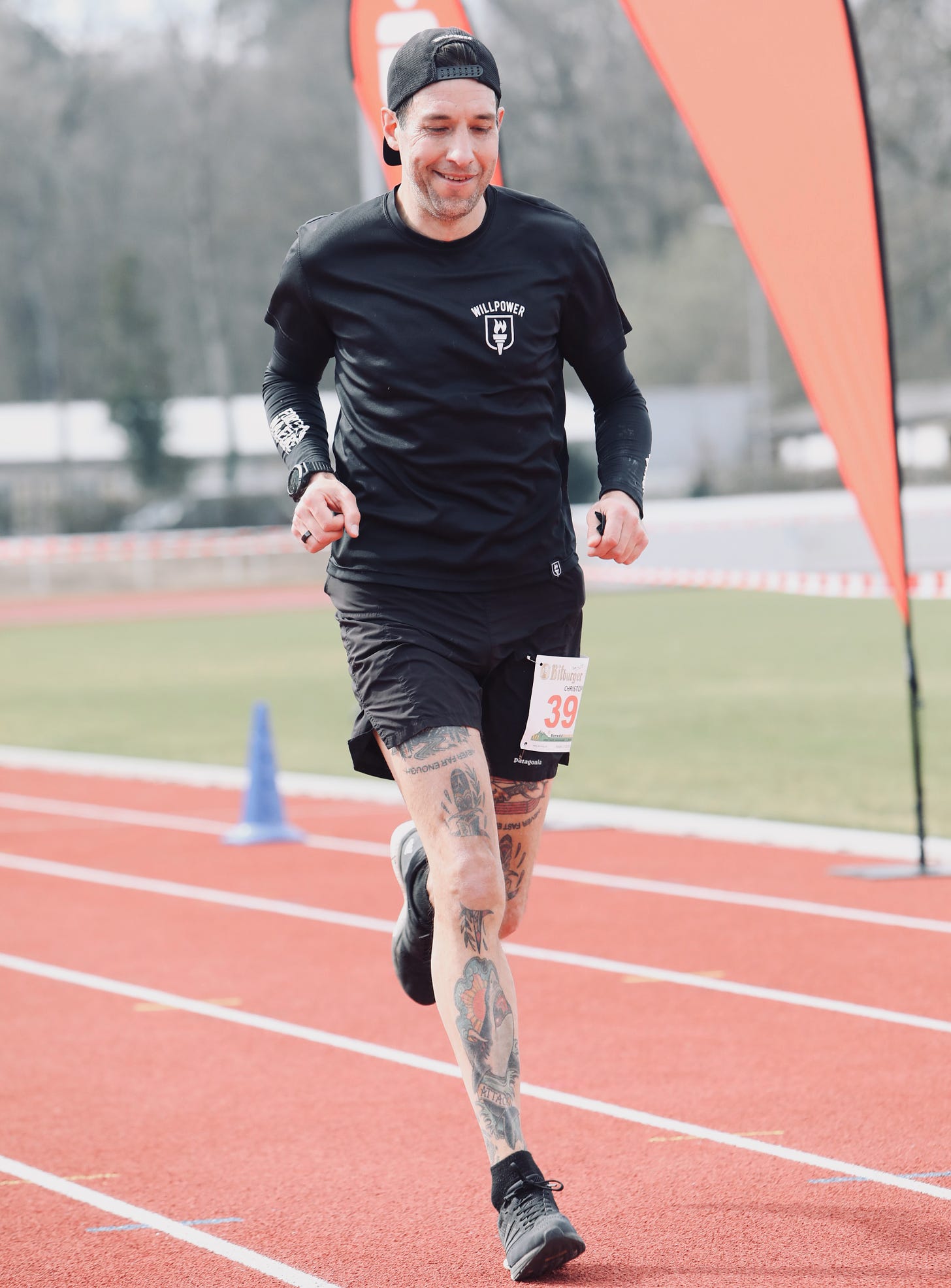 The author finishing Kandel Bienwald Marathon in 2022