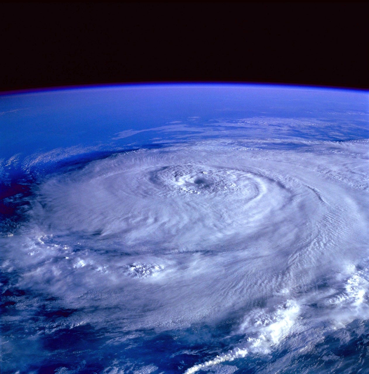 satellite image of swirling hurricane