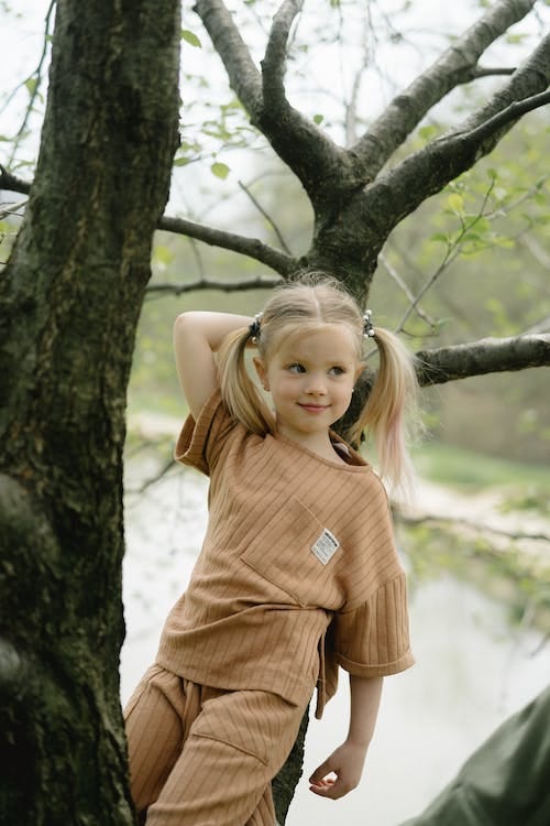 Free A Girl on a Tree Top Stock Photo