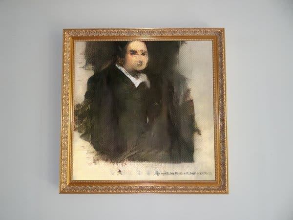 &ldquo;Edmond de Belamy, from La Famille de Belamy,&rdquo; by the French art collective Obvious, was sold on Thursday at Christie&rsquo;s New York.