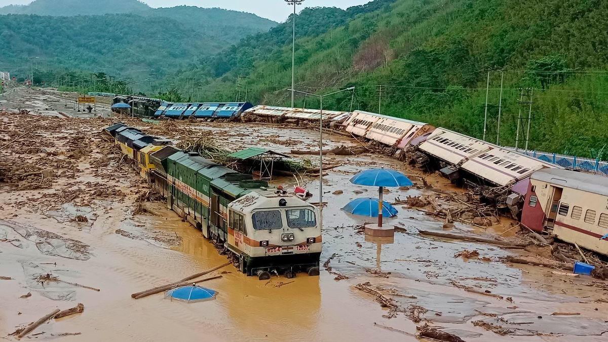 Flooded railway station in Bangladesh during 2022 floods