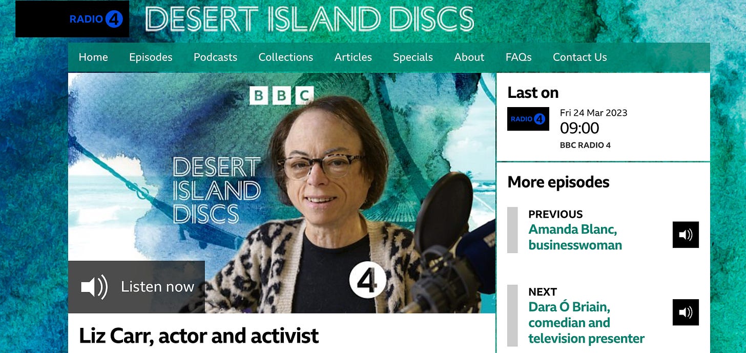 Screenshot Desert Island Discs Website