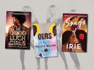 3 covers of books with a Beyonce promo image in the background