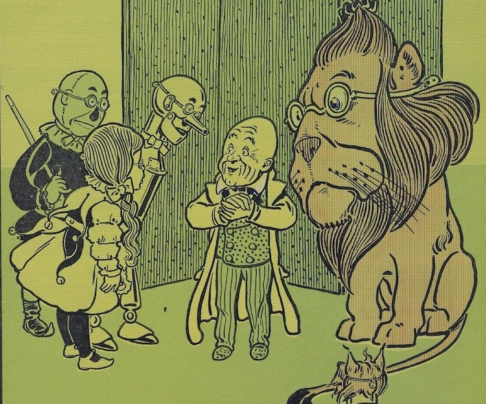 The Wizard of Oz found behind the curtain.