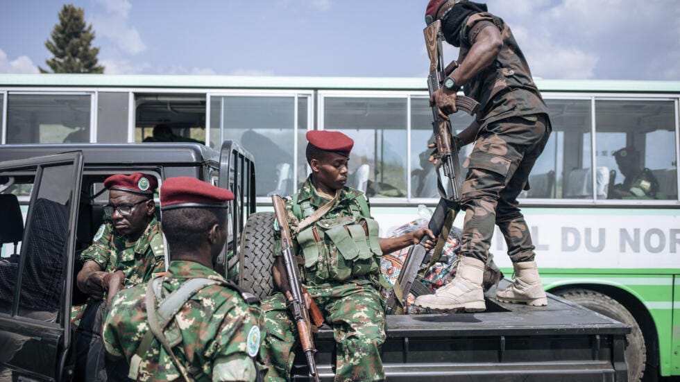 Burundian military personnel in Goma, in the eastern Democratic Republic of Congo, on 5 March 2023. 