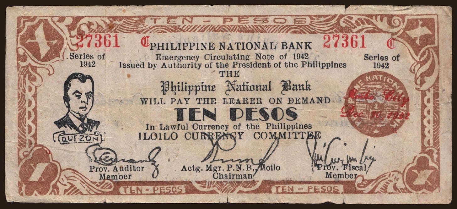 Iloilo, 10 pesos, 1942 | notafilia-kp.com