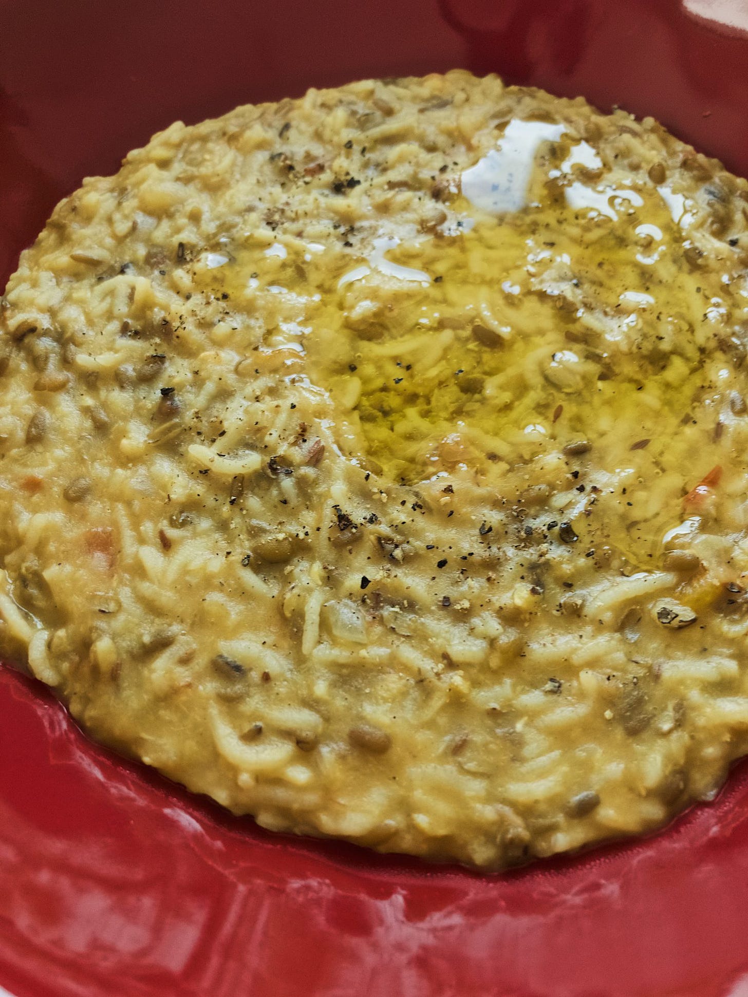 Moong dal khichdi with ghee. recipe by Sakshi Kapoor for Kitchenpostcards.