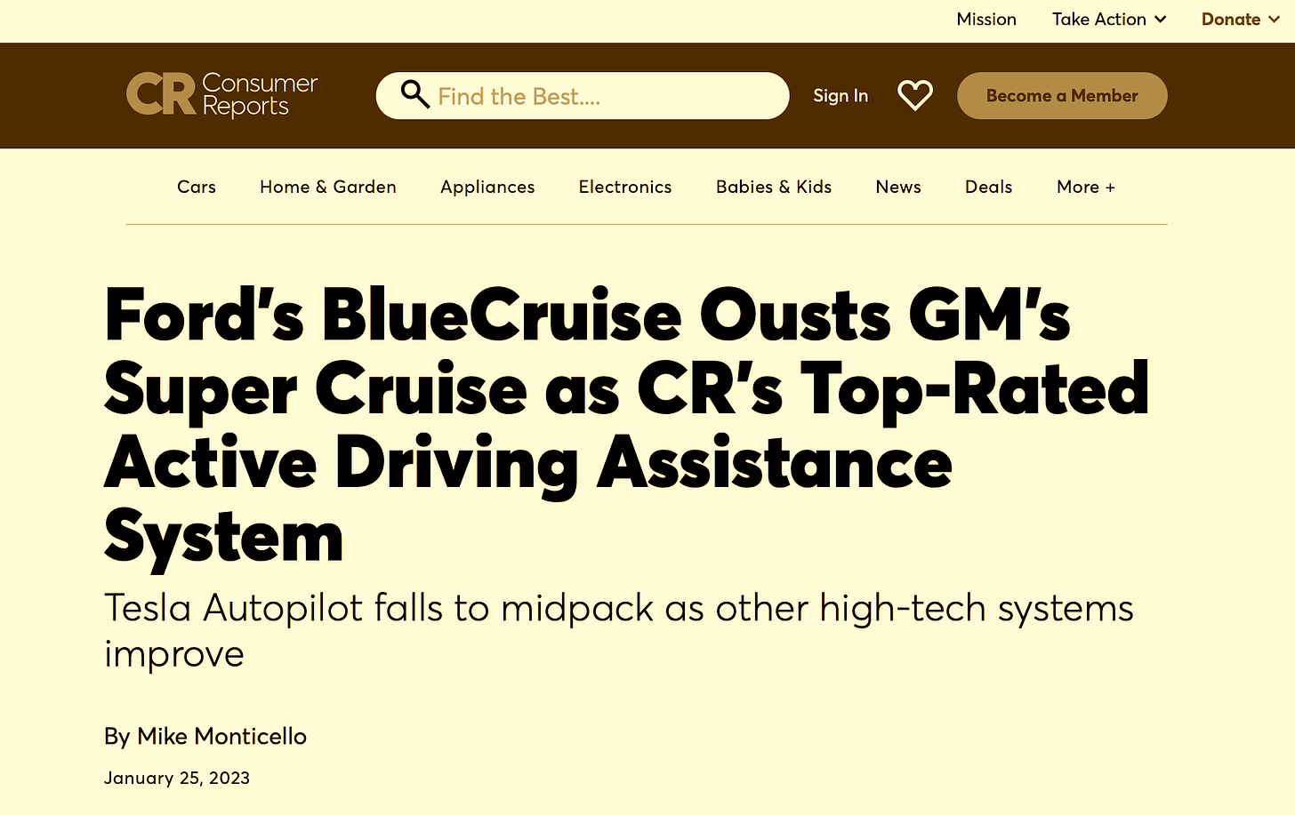 Ford’s BlueCruise Ousts GM’s Super Cruise as CR’s Top-Rated Active Driving Assistance System Tesla Autopilot falls to midpack as other high-tech systems improve