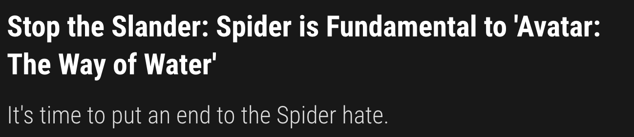 "Stop the Slander: Spider is Fundamental to 'Avatar: The Way of Water'"