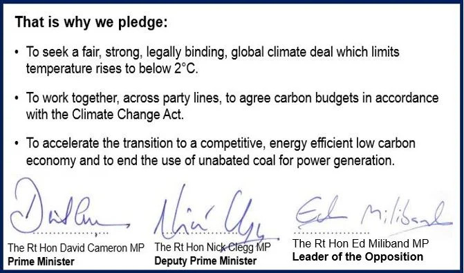 Figure 1 - Cameron Clegg and Miliband Climate Pledge 2015