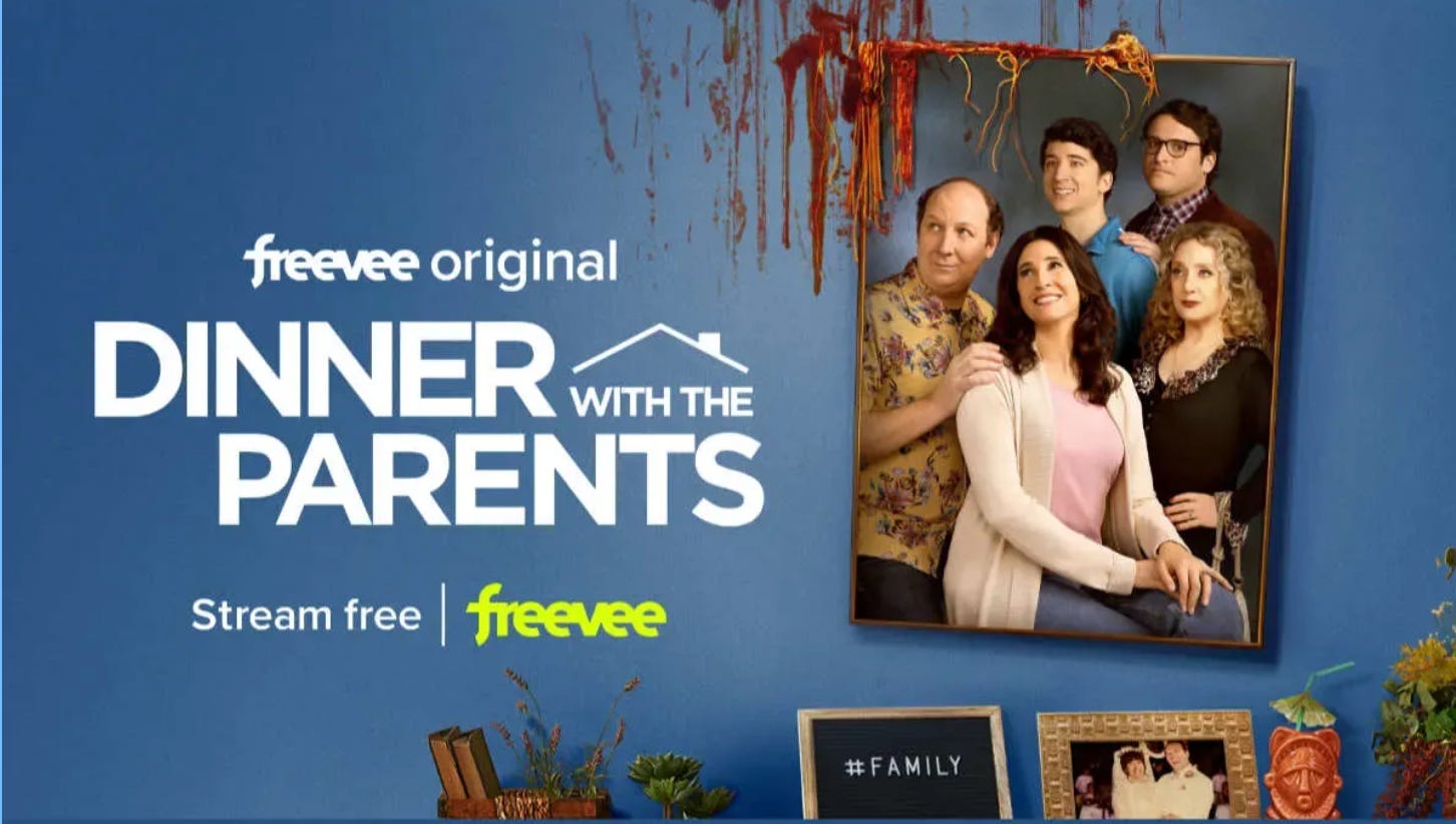 Dinner with the Parents on Freevee review | Double Take TV Newsletter | Jenni Cullen 