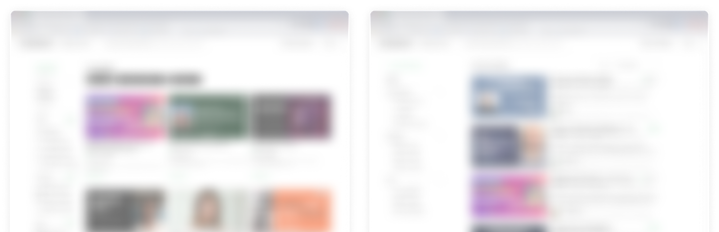 Two blurred desktop screens shown side-by-side