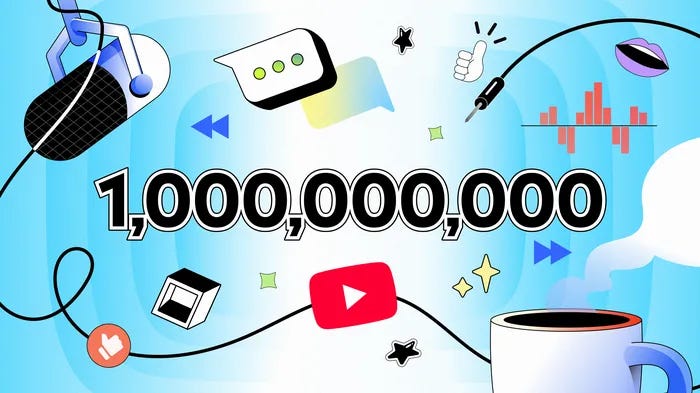 Ilustración celebrando los mil millones de usuarios de Podcasts