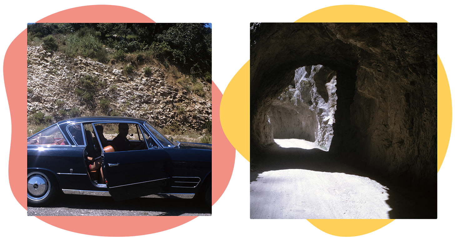Photos of the car and road in Yugoslavia