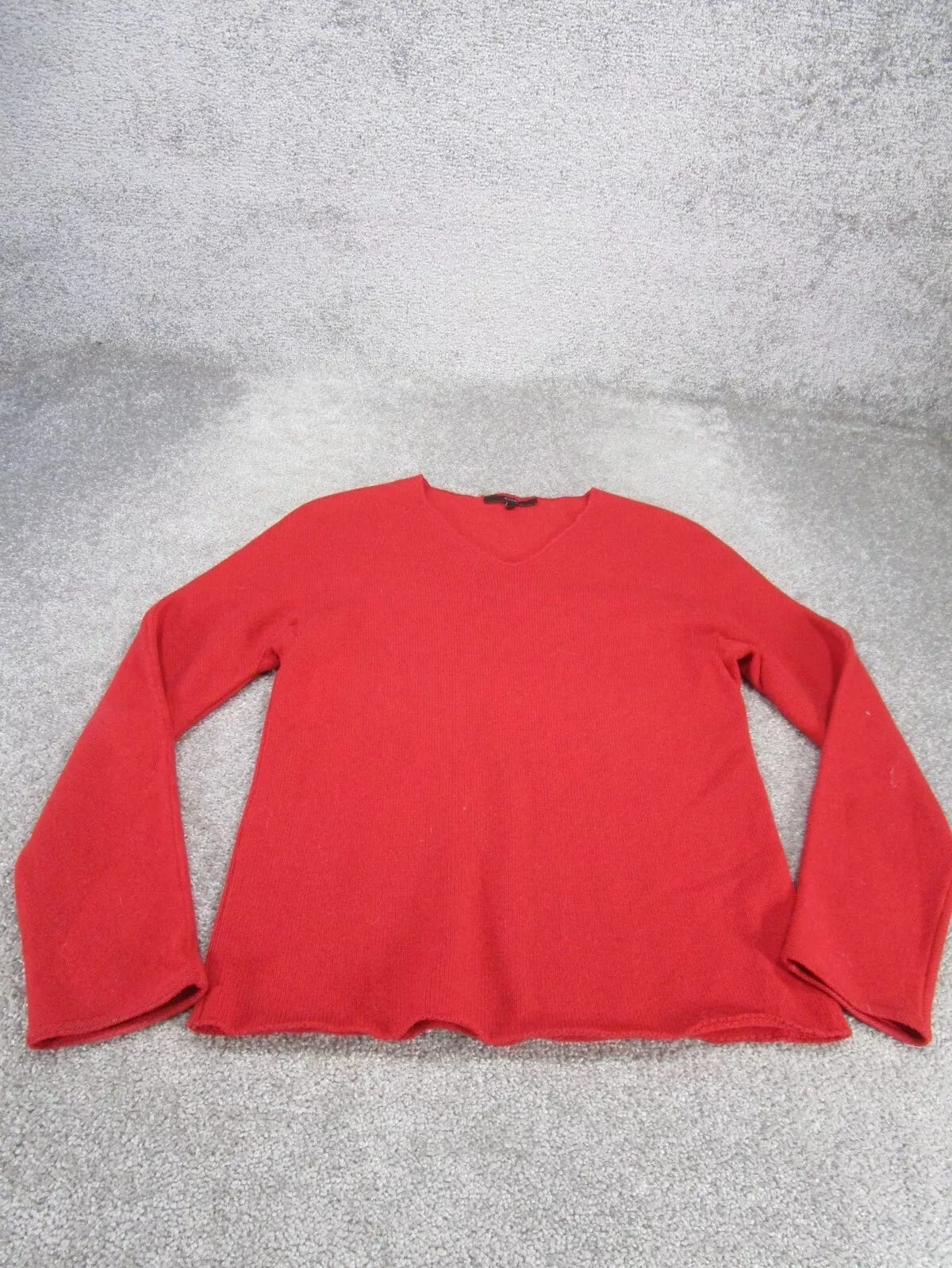 Gucci Sweater Womens Medium Red Cashmere Knit V Neck Vintage  - Picture 1 of 8