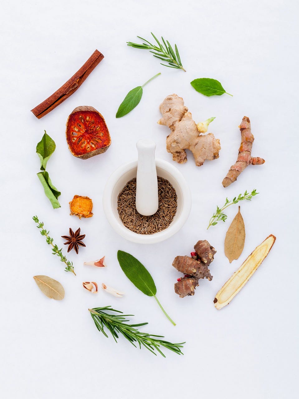 flat lay of various herbs