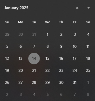 Calendar for January 2025