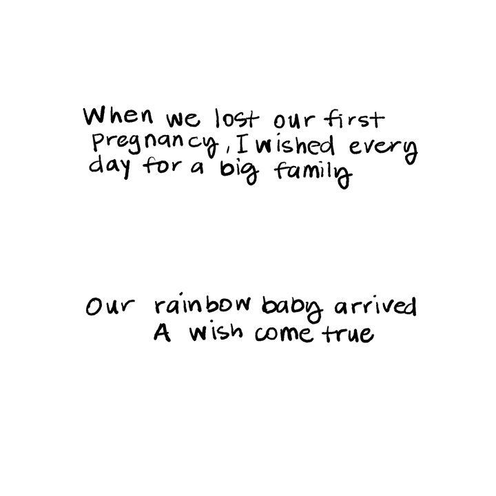 When we lost our first pregnancy, I wished every day for a big family Our rainbow baby arrived A wish come true