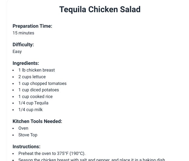 Recipe suggestion from ChefGPT