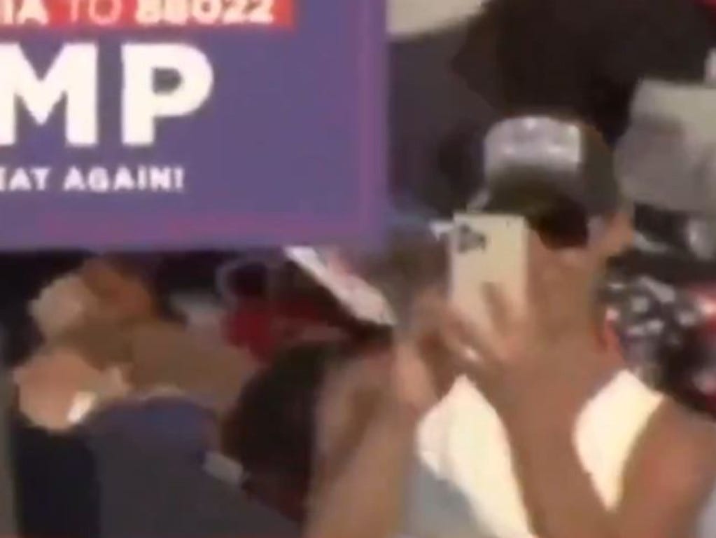 Woman goes viral for behaviour at Trump rally. Picture: X