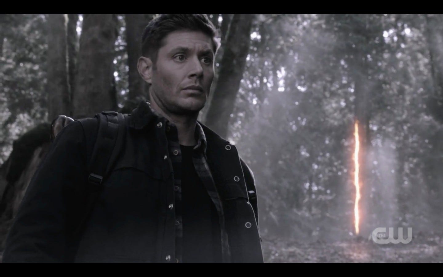 dean winchester in forest with worm hole beat the devil