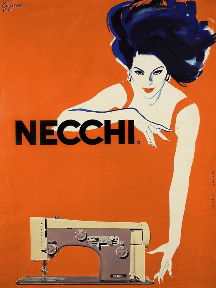 Amazon.com: Historic Pictoric Necchi Sewing Machine - 24in x 18in Vintage  Italian Poster Print: Posters & Prints