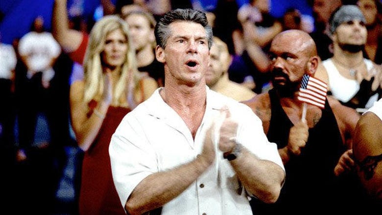 Vince McMahon clapping his hands at the post-9/11 episode of "WWE SmackDown"