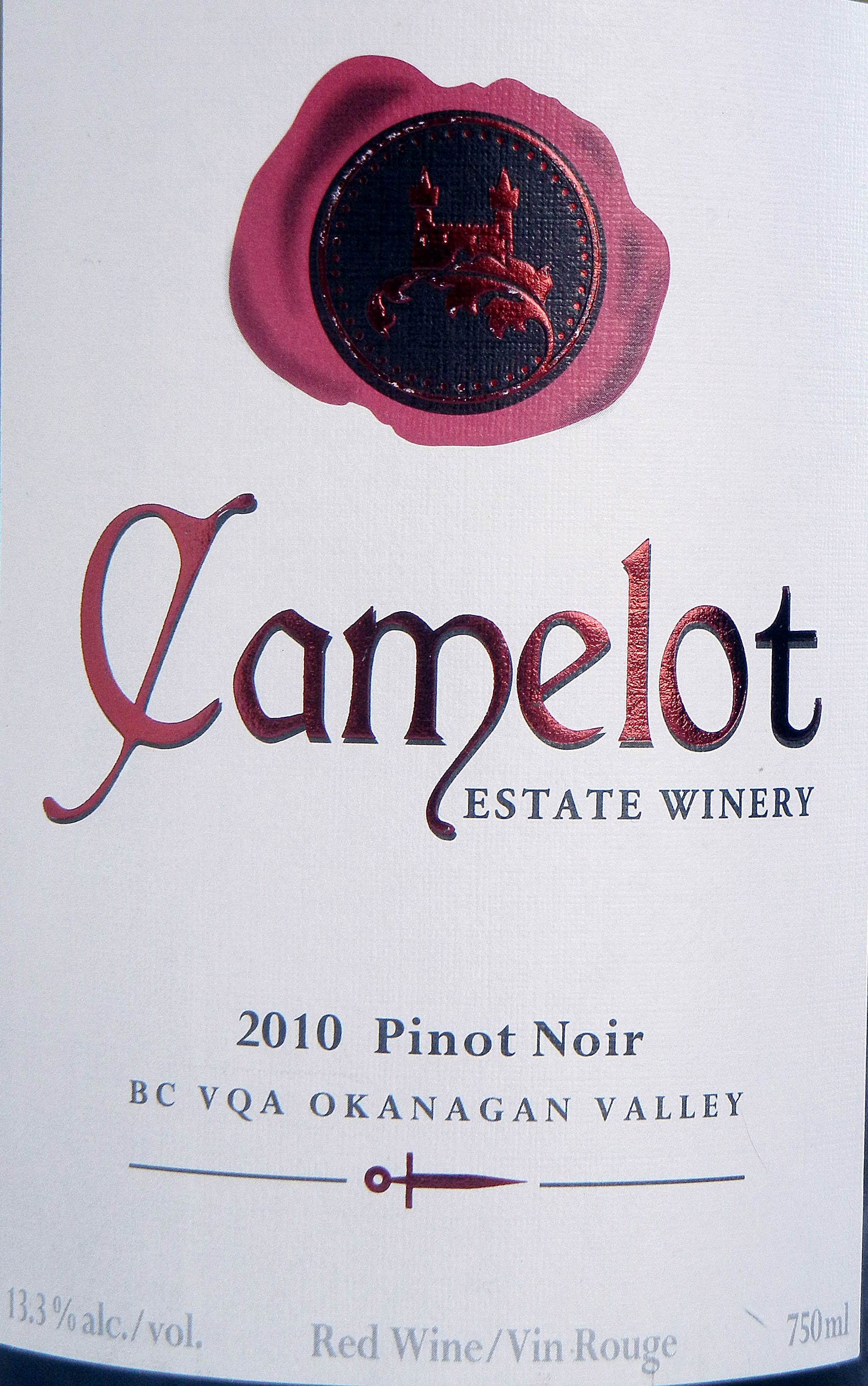Camelot Pinot Noir 2010 Label - BC Pinot Noir Tasting Review 20