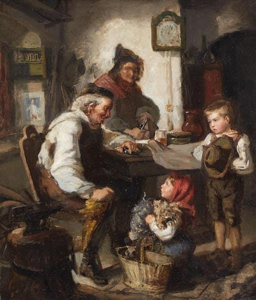 Grandfather and grandchildren - Ludwig Knaus