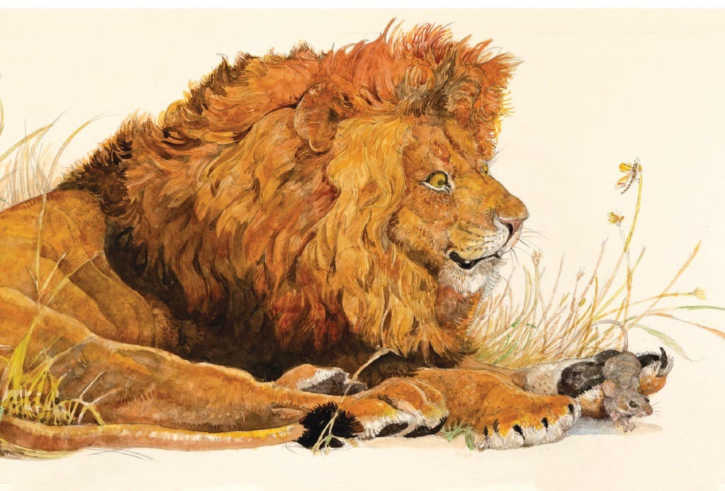 Jerry Pinkney Postcard - The Lion and the Mouse | The Eric Carle Museum of  Picture Book Art