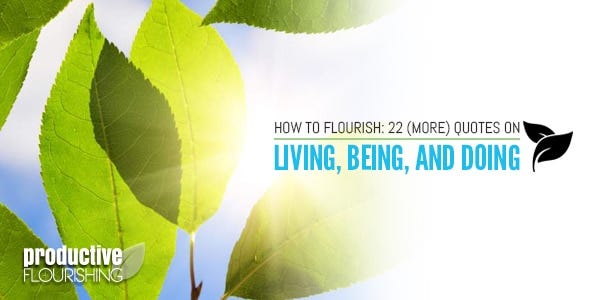 Leaves in the Sun. Text overlay: How to Flourish: 22 (More) Quotes on Living, Being, and Doing
