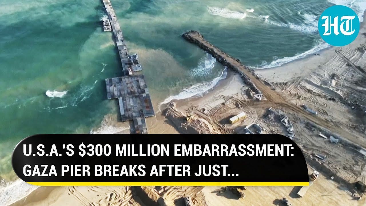 USA Left Embarrassed: $300 Million Pier Breaks Apart In 2 Weeks, Army Ships  Beached | Gaza | Israel