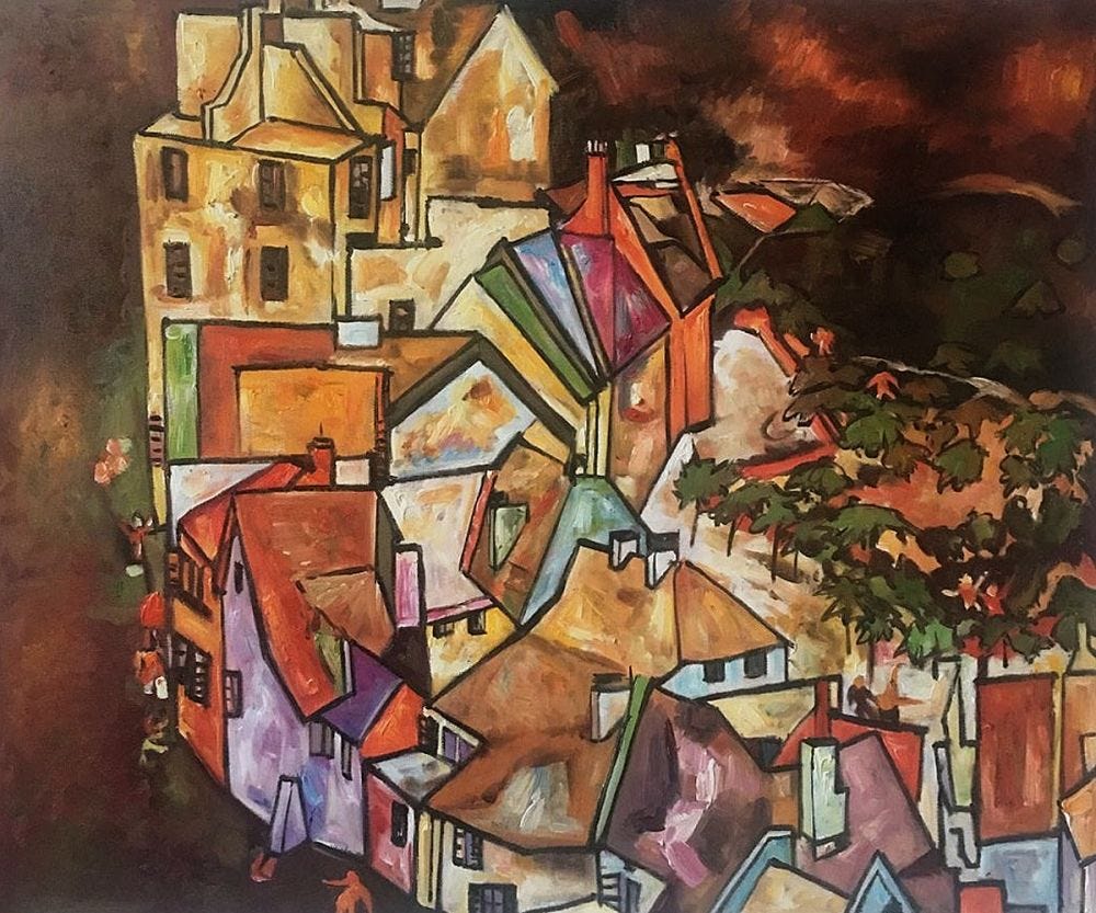 Edge of Town (Krumau Town Crescent), 1918 Reproduction