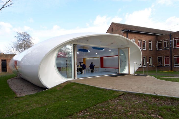 The pod from outside, next to the main school