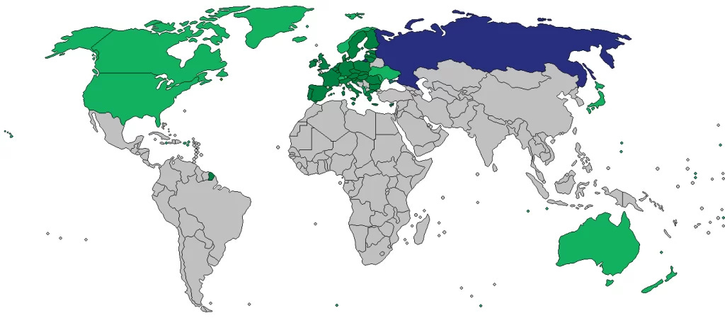 sanctions Russia countries map