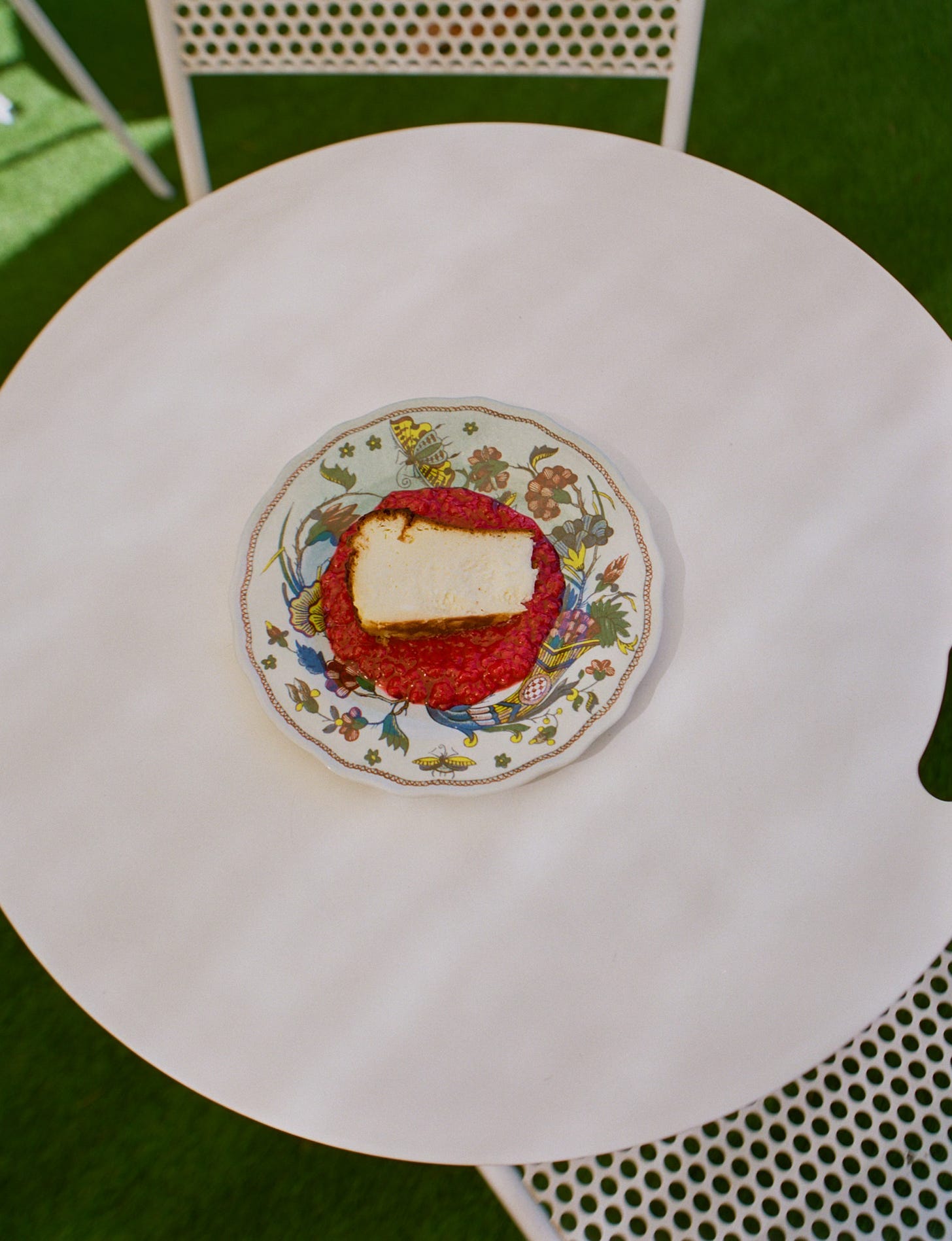 Flavie's Basque cheesecake and raspberry compote