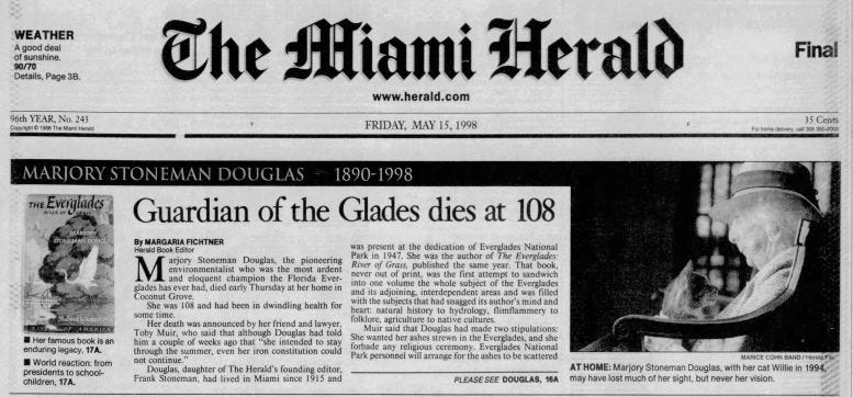 Front page of the Miami Herald on May 15, 1998.
