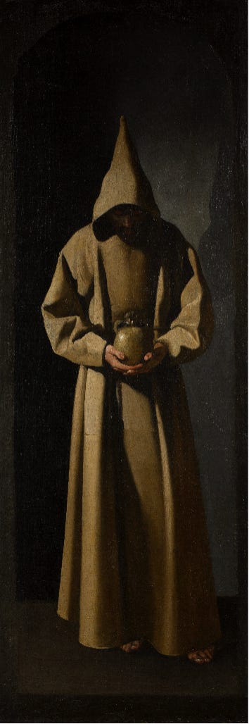 St Francis of Assisi contemplating a skull, by Francisco de Zurbarán, Spanish, 1598–1664