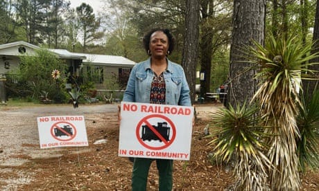 Janet Smith of Sparta, Georgia, opposes plans for a new railway spur being built in the community
