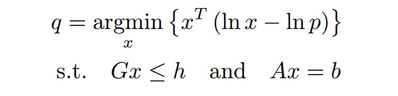 Entropy Pooling problem formulation.