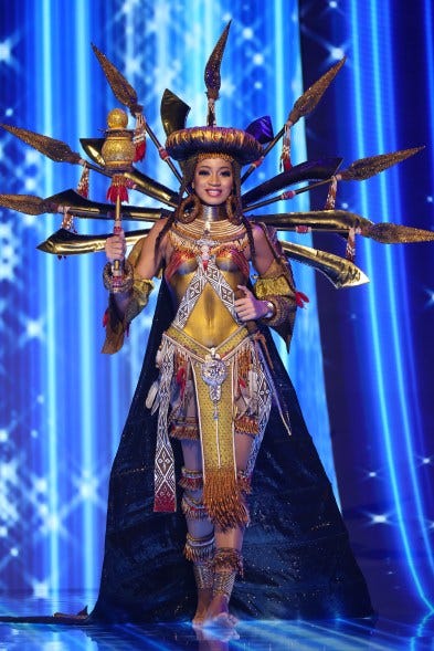 Miss Nigeria Mitchel Ihezue attends the 72nd Miss Universe Competition - National Costume Show at Gimnasio Nacional Jose Adolfo Pineda on November 16, 2023 in San Salvador, El Salvador.